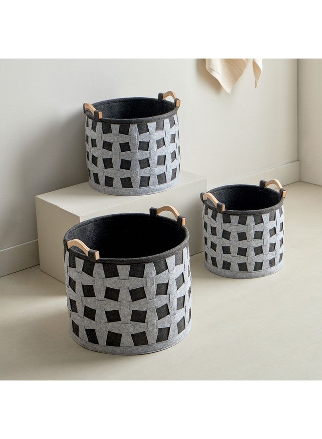 Home Box طقم سلال مصنوعة من اللباد 3 قطع دائري 40 × 32 × 40 سم  - Image 2