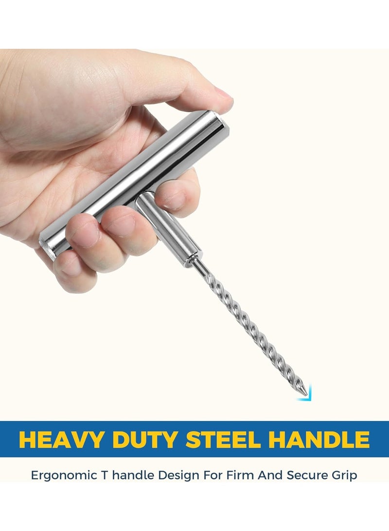 طقم إصلاح إطارات 9 قطع – أدوات إصلاح الإطارات مع مقبض T ومسبار حلزوني ومقاطع مطاطية وسكين ومواد تشحيم – مناسب للسيارات والشاحنات والدراجات النارية والدراجات الرباعية وSUV وRV - Image 3