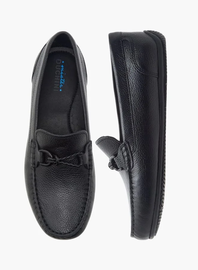 سيد دوتشيني Boys Textured Slip-On Moccasins with Metal Accent Ramadan Collection