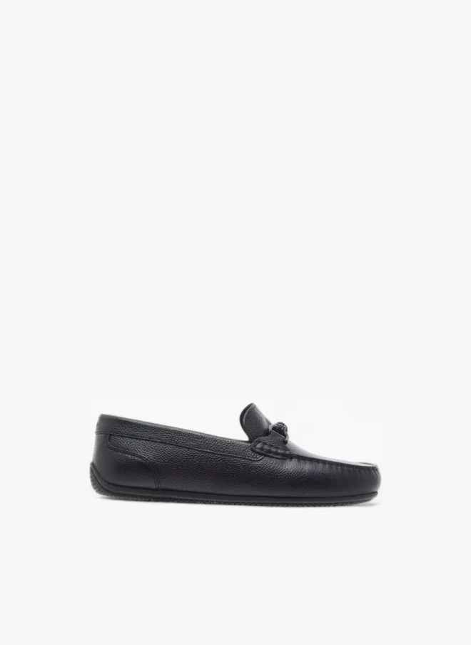 Mister Duchini Boys Textured Slip-On Moccasins with Metal Accent