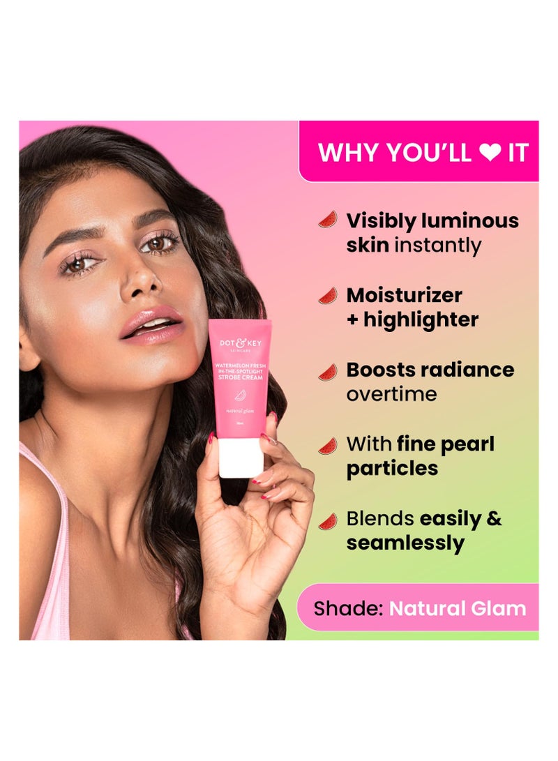 دوت آند كي كريم ستروب منعش بالبطيخ|كريم إشراق بشرة الوجه|مرطب وهايلايتر للوجه|للحصول على توهج فوري مصقول ندي|يعزز الترطيب|لجميع أنواع البشرة|للنساء والرجال|30 مل - Image 2