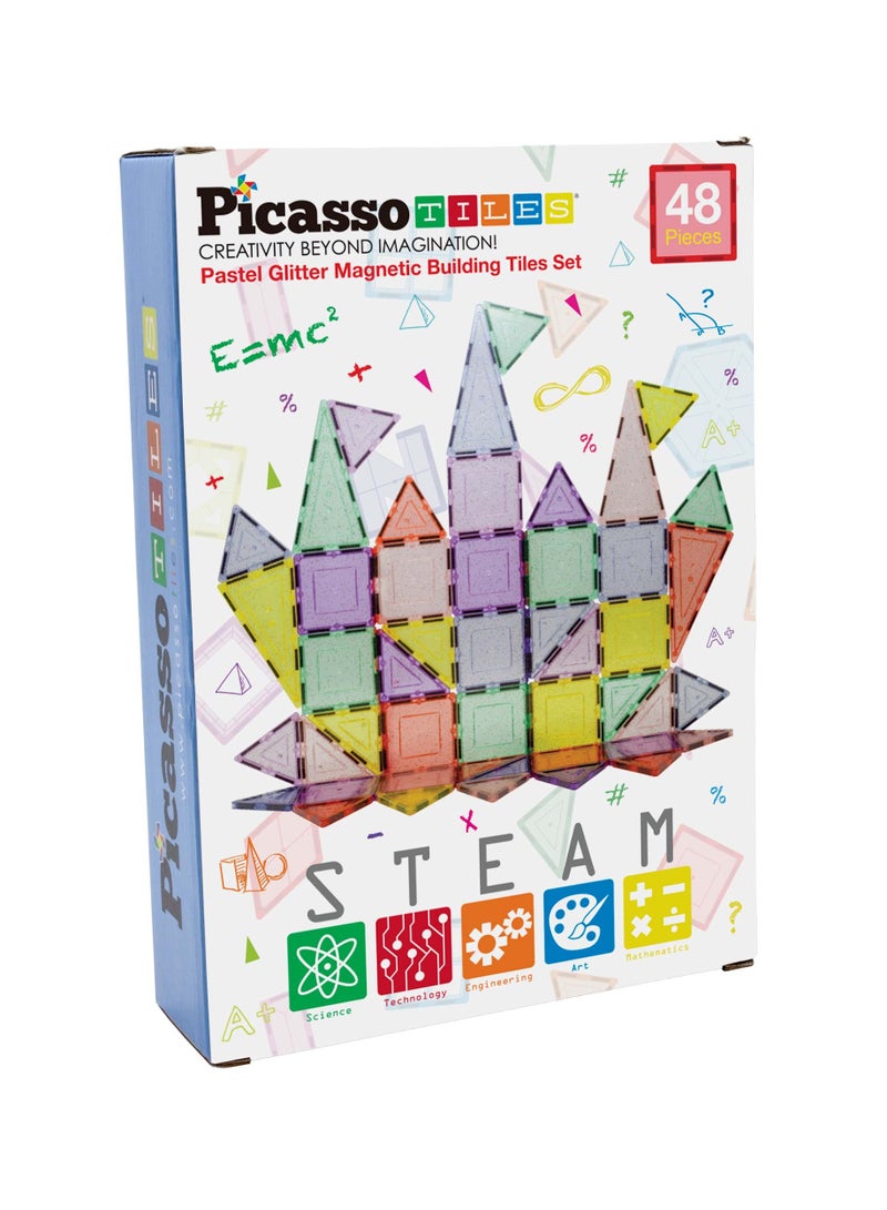 بيكاسو تيلز بيكاسو - مجموعة بناء المكعبات المغناطيسية (48 قطعة) - لعبة تعليمية STEM للأطفال، كتل مغناطيسية لامعة بألوان باستيل لتعزيز الإبداع والتعلم - Image 2