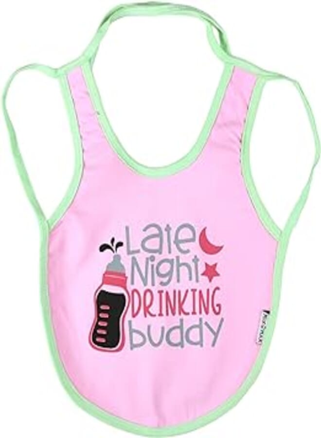 Mix and Max Mix&Max Cotton Bib Printed For Girls-Pink&Green