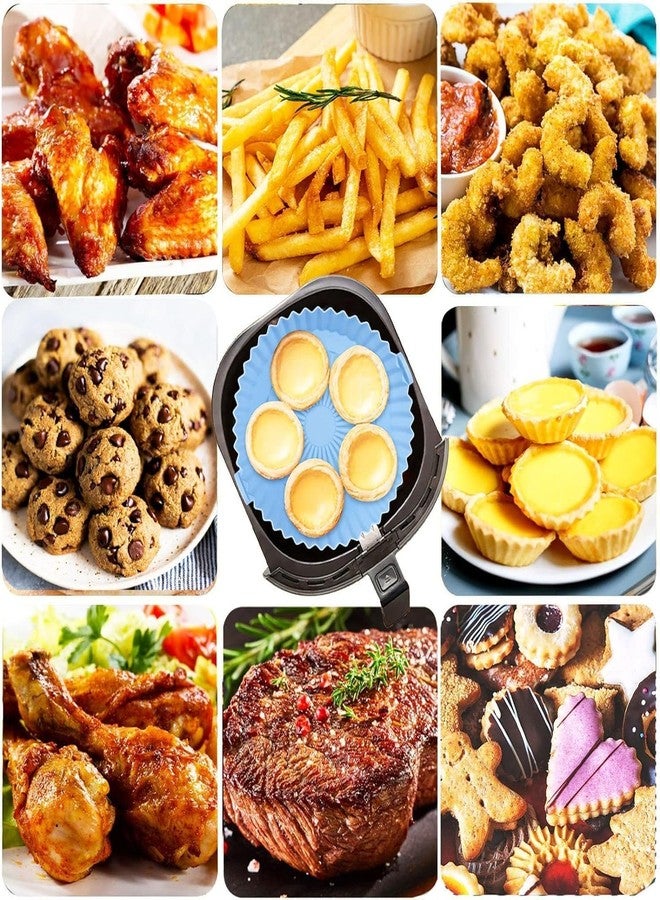 Skytail 6Pcs Different Size Air Fryer Silicone Liners Food Grade NonStick Accessories Reusable Basket Kitchen Air Fryers Oven Accessories Round Tray Baking Bread Pizza Muffin Cake Pie Chicken - Image 5