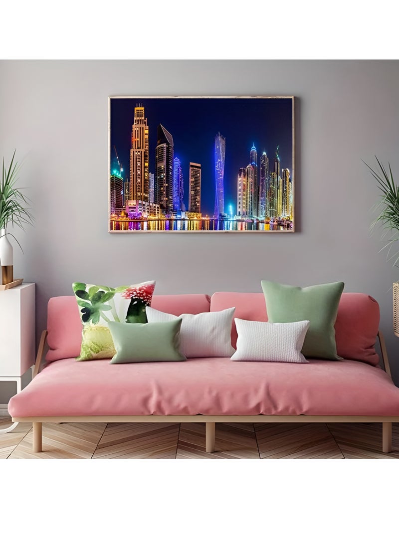 Toys R Us 1000 Pieces Dubai Marina Skyline Jigsaw Puzzle for Adults & Kids – 70x50cm Large Size | Vibrant Night Cityscape of Dubai with High-Rise Buildings | Brain-Boosting Educational Puzzle Game | Unframed Puzzle Art for Home Wall Décor, Gifts & Souvenirs - Image 3
