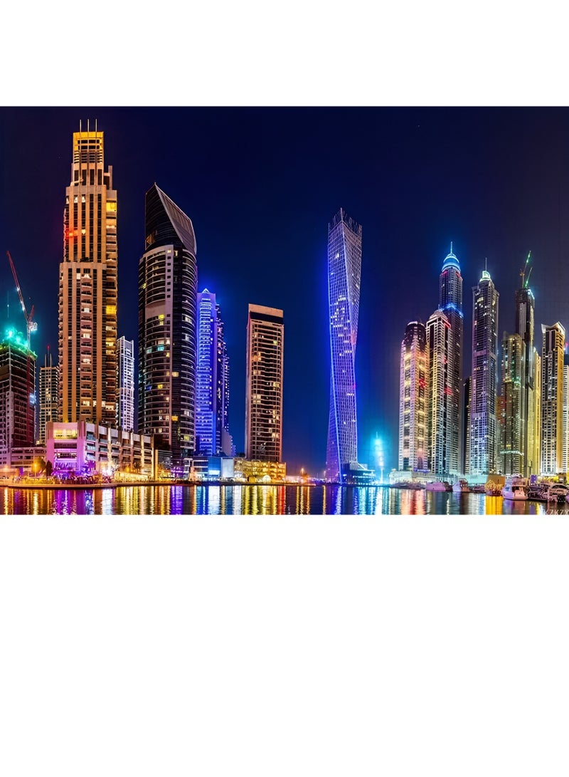 Toys R Us 1000 Pieces Dubai Marina Skyline Jigsaw Puzzle for Adults & Kids – 70x50cm Large Size | Vibrant Night Cityscape of Dubai with High-Rise Buildings | Brain-Boosting Educational Puzzle Game | Unframed Puzzle Art for Home Wall Décor, Gifts & Souvenirs - Image 2