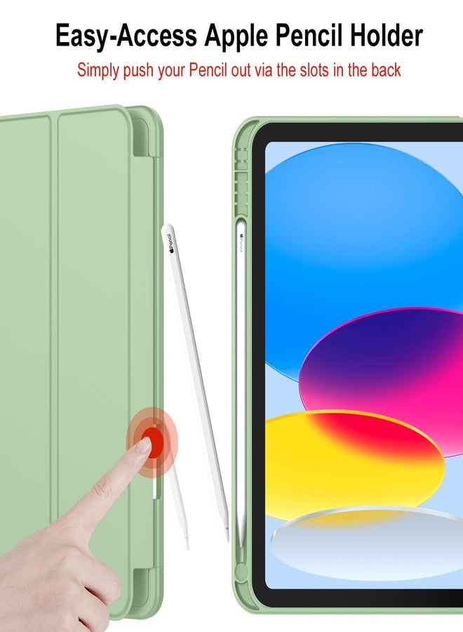 iMieet جراب iMieet لجهاز iPad (A16) من الجيل الحادي عشر/الجيل العاشر [11 بوصة 2025/10.9 بوصة 2022] مع حامل قلم، غطاء ذكي ثلاثي الطي مع ظهر من مادة TPU الناعمة، خاصية التشغيل/الإيقاف التلقائي (لون أخضر ماتشا) - Image 5