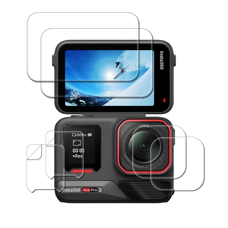 iDaPro 222Pack Screen Protector for Insta360 Ace Pro 2Lens Protector for AcePro 2 LensROUNDED RECTANGLE Lens ONLYNot ULTRA WIDE LENS PETNot Glass for Insta 360 Ace Pro2 Front Screen9H Tempered Glass Protection Kit in Reusable Storage Case - Image 2