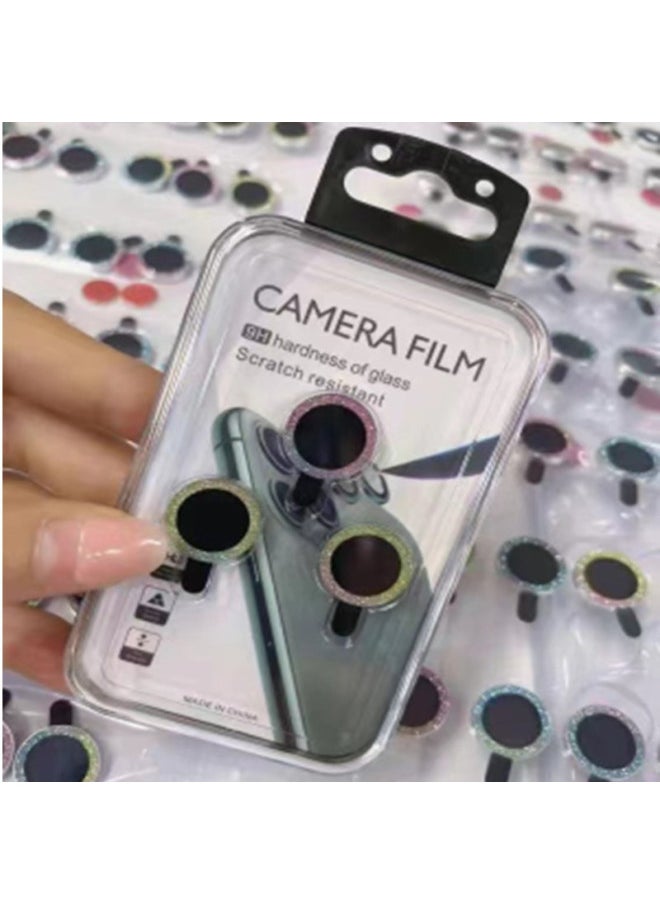 Generic - For IPhone 15 Camera Lens Protector Film 13 Eagle Eye Flash Powder Metal Ring Digital Computer Ipad Phone Screen Protector-Color:Glitter Colorful (single Bare) Random Color-Size:Universal For Iphone 16pro/16promax - Image 1