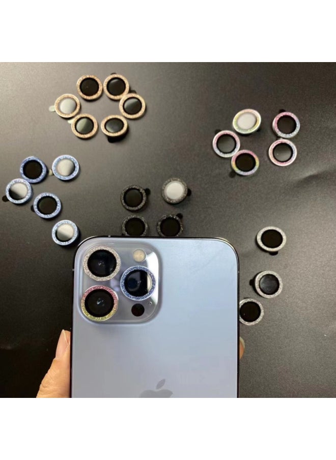 Generic - For IPhone 15 Camera Lens Protector Film 13 Eagle Eye Flash Powder Metal Ring Digital Computer Ipad Phone Screen Protector-Color:Glitter Colorful (single Bare) Random Color-Size:Universal For Iphone 16pro/16promax - Image 1