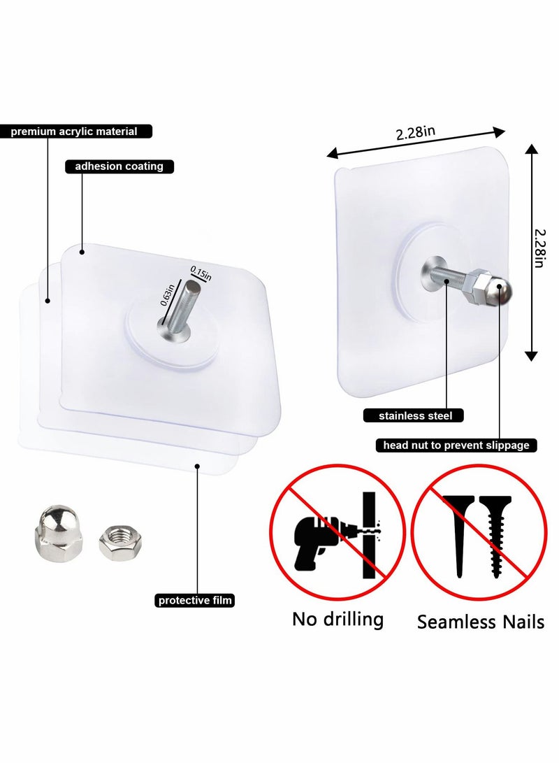 Adhesive Hooks Heavy Duty, Wall Hooks for Hanging,Wall Hangers without Nails,2 in 1 Screw Free Sticker for Wall Mount Shelf,Waterproof Rustproof (16mm)20 PCS - Image 3