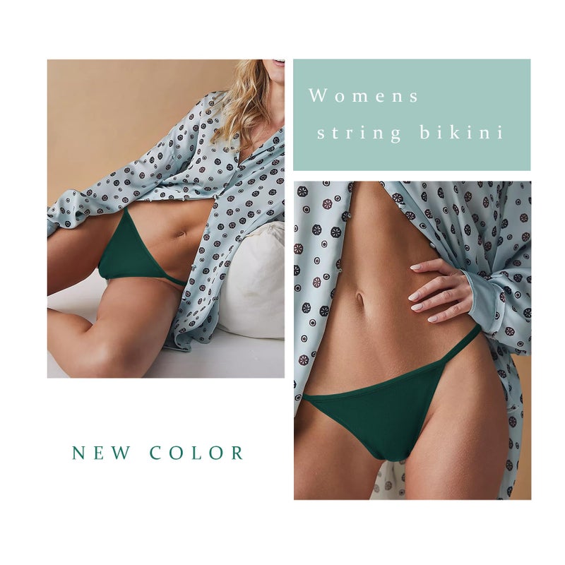 LEVAO Cotton Underwear for Women-Plus Size String Bikini Panties-Low Waist Cheeky Underwear-High Cut Stretch Ladies Briefs 6 Pack - Image 5