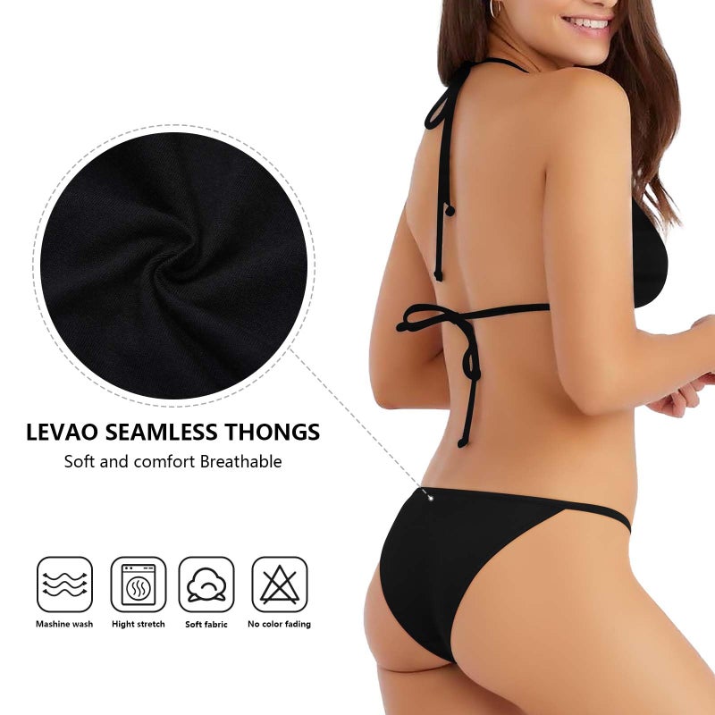 LEVAO Cotton Underwear for Women-Plus Size String Bikini Panties-Low Waist Cheeky Underwear-High Cut Stretch Ladies Briefs 6 Pack - Image 3