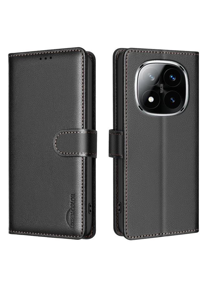 اس-توب جراب لهاتف Redmi Note 14 Pro 5G / Note 14 Pro+ 5G جراب هاتف جلدي مضاد للسرقة بنسيج الليتشي بتقنية RFID - Image 1