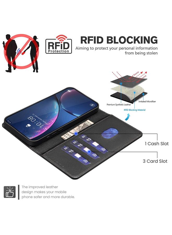 اس-توب جراب لهاتف Redmi Note 14 Pro 5G / Note 14 Pro+ 5G جراب هاتف جلدي مضاد للسرقة بنسيج الليتشي بتقنية RFID - Image 4