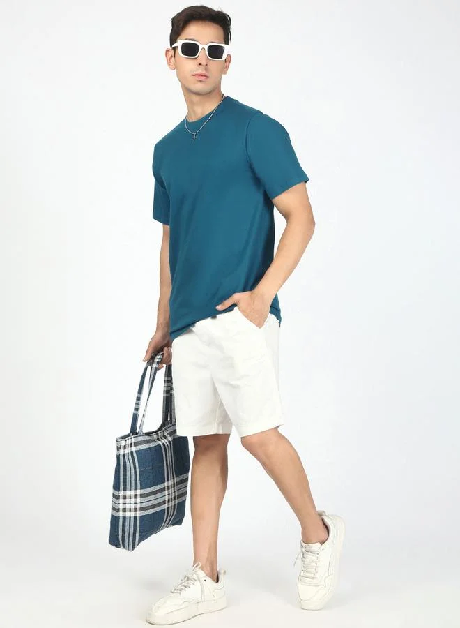 Styli Men Blue Solid Regular Fit T-Shirt By Bene Kleed