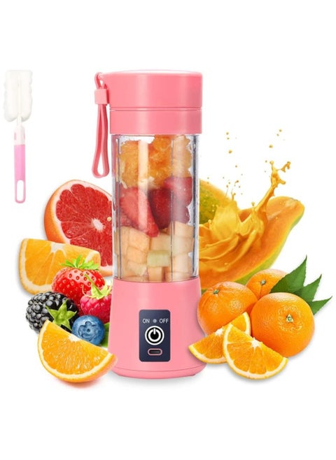 Portable Blender Cup,Electric USB Juicer Blender,Mini Blender Portable Blender For Shakes and Smoothies, Juice,380ml, Six Blades Great for Mixing