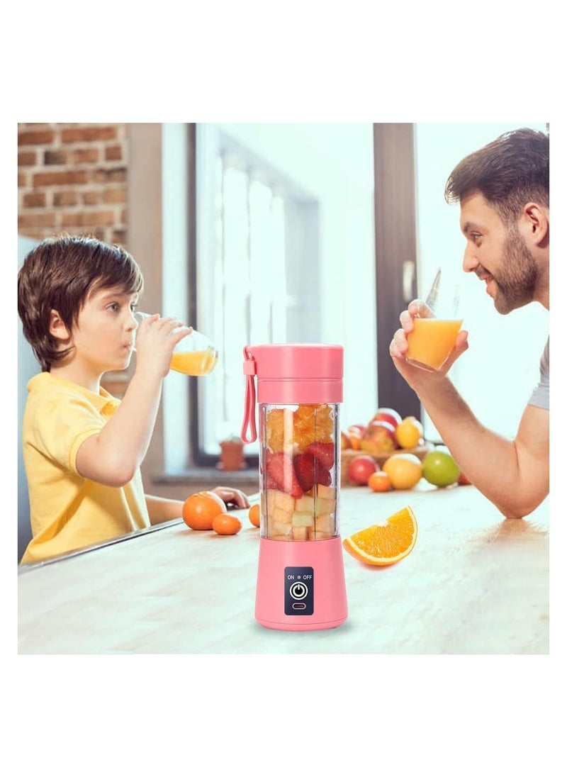 Portable Blender Cup,Electric USB Juicer Blender,Mini Blender Portable Blender For Shakes and Smoothies, Juice,380ml, Six Blades Great for Mixing