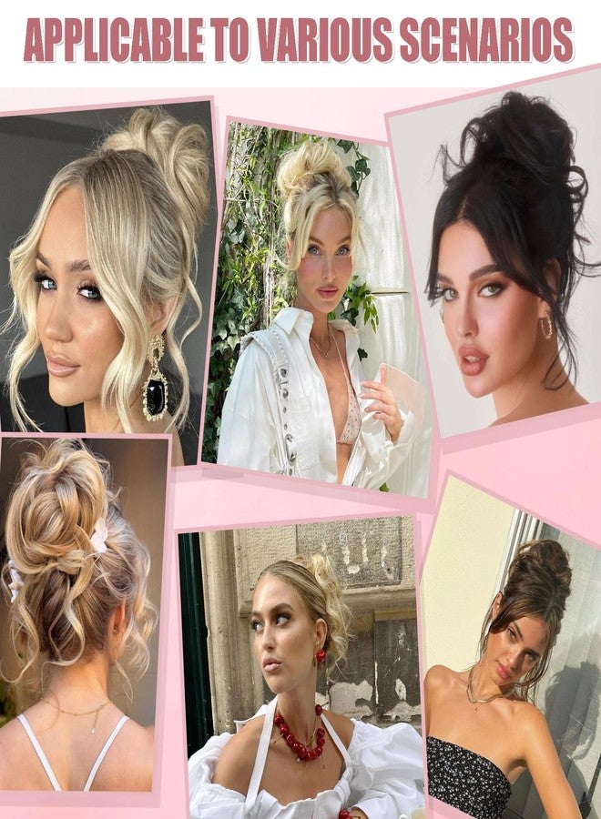 WZNBBOY Messy Bun Piece Hair Bun Scrunchies Curly Wavy Synthetic Chignon Ponytail Extensions Elastic Hair Band Pieces Thick Updo Hairpieces for Women（Dark Gray） - Image 5
