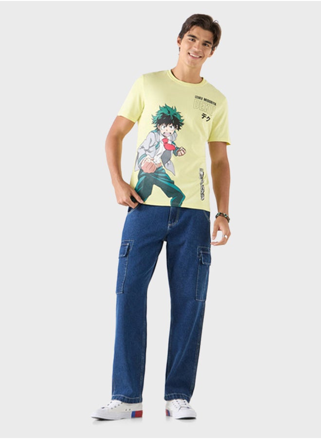 SP Characters Print Crew Neck T-Shirt  - Image 4