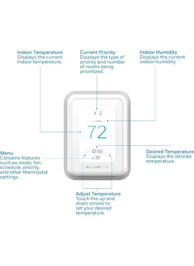 Honeywell - Home T9 WiFi Smart Thermostat, Smart Room Sensor Ready, Touchscreen Display, Alexa and Google Assist - Image 1