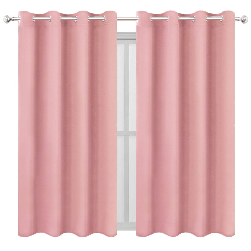 LEMOMO Pink Thermal Blackout Curtains52 x 72 InchSet of 2 Panels Room Darkening Curtains for Bedroom