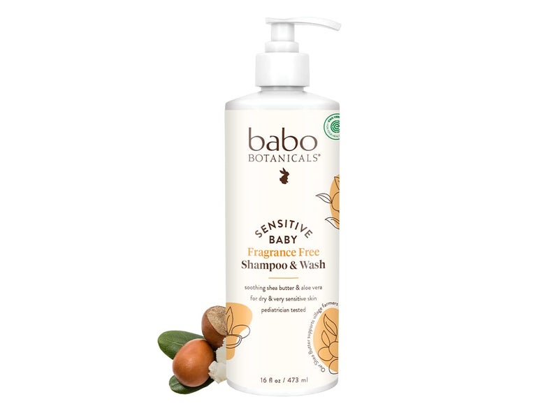 Babo Botanicals Fragrance-Free 2-in-1 Baby Shampoo & Wash - Shea Butter, Calendula & Aloe - EWG Verified, Cruelty-Free, Vegan - Pediatrician Tested - 16 Fl Oz - Image 1