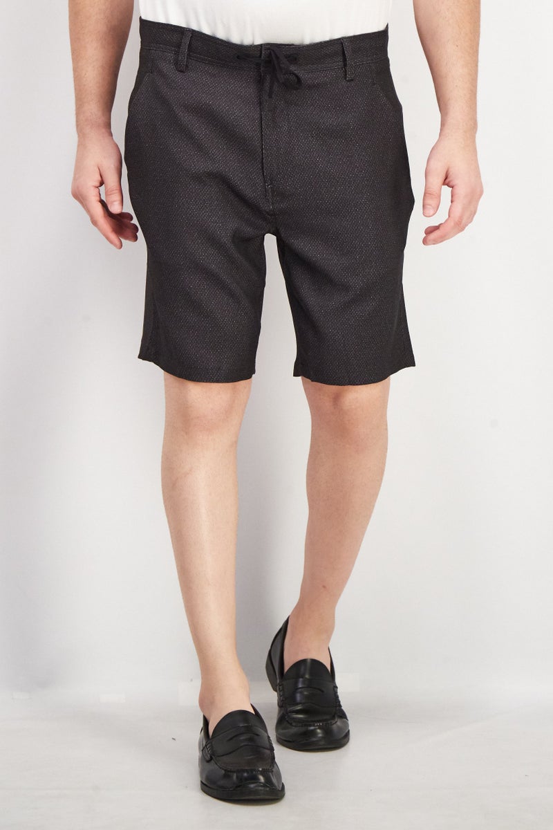 Kenneth Cole Men Micro Dot Belt Loops Basic Shorts, Black - Image 1