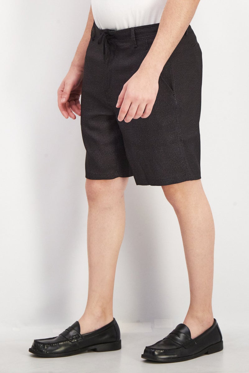 Kenneth Cole Men Micro Dot Belt Loops Basic Shorts, Black - Image 3