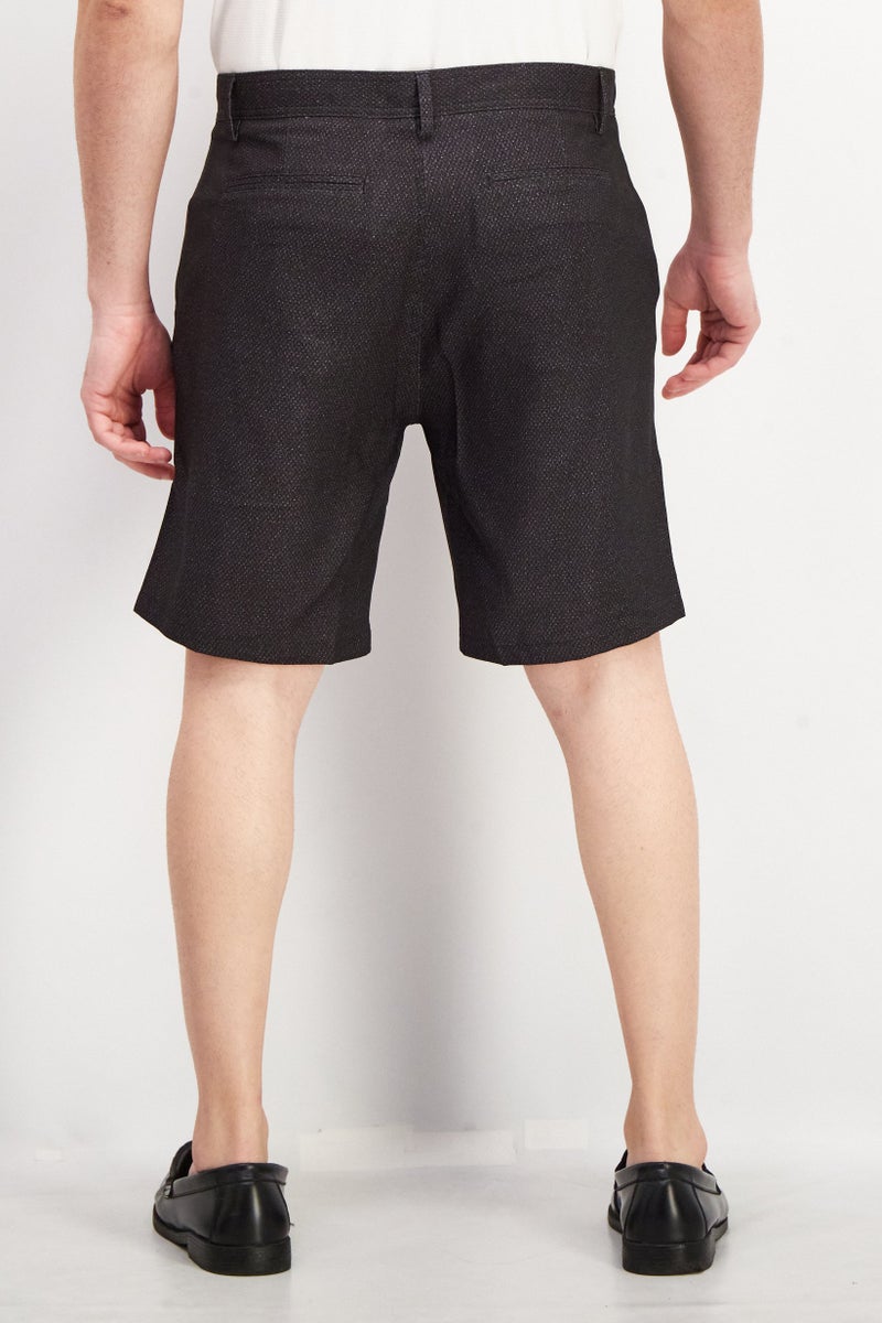 Kenneth Cole Men Micro Dot Belt Loops Basic Shorts, Black - Image 4