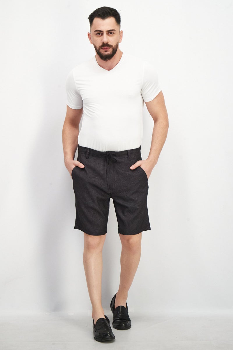 Kenneth Cole Men Micro Dot Belt Loops Basic Shorts, Black - Image 2