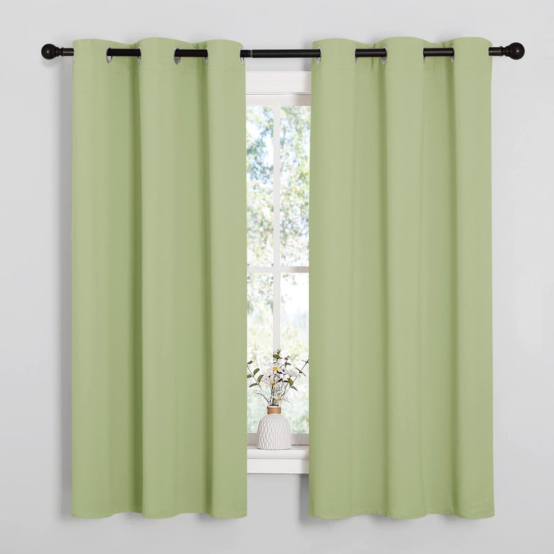 NICETOWN Curtains for Bedroom, Green Nursery Curtains Thermal Insulated, Grommet Top Blackout Drapes for Son's Room Privacy (Sage Green, 1 Pair, 42 x 63 inches) - Image 1