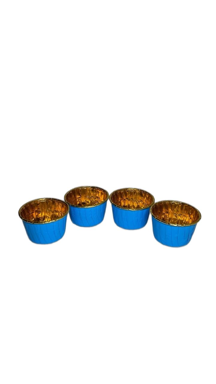 Baekence Choco Lava Mould Cake Mould Chocolava Baking Mould Blue Golden Pack of 500 pcs - Image 1