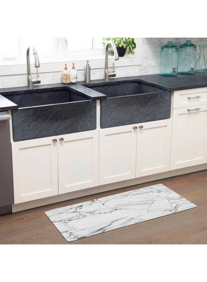 Home Dynamix Home Dynamix Cozy Living Modern Marble Runner Anti-Fatigue Kitchen Mat, Non-Slip Floor Mat, Padded Standing Desk Mat, Grey/White, 17.5"x55"  - Image 2