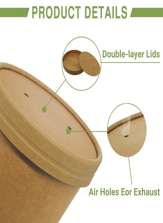 Belinlen 50 SET 8OZ Kraft Paper Soup Cups with Lids Compostable Paper Food Cup with Vented Lid, Disposable Ice Cream Cup, Great For Restaurants, Take Outs, or To-Go Lunch - Image 4