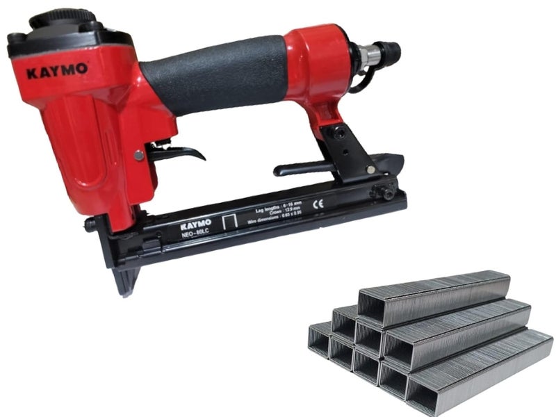 KAYMO NEO-80LC Pneumatic Stapler with 80 Series 8008 Heavy Duty Staple Pins (10000 Pieces) | 880g Lightweight | 60–90 PSI | 360° Top Air Exhaust | Metal Magazine Assembly | Long Magazine Latch - Image 1