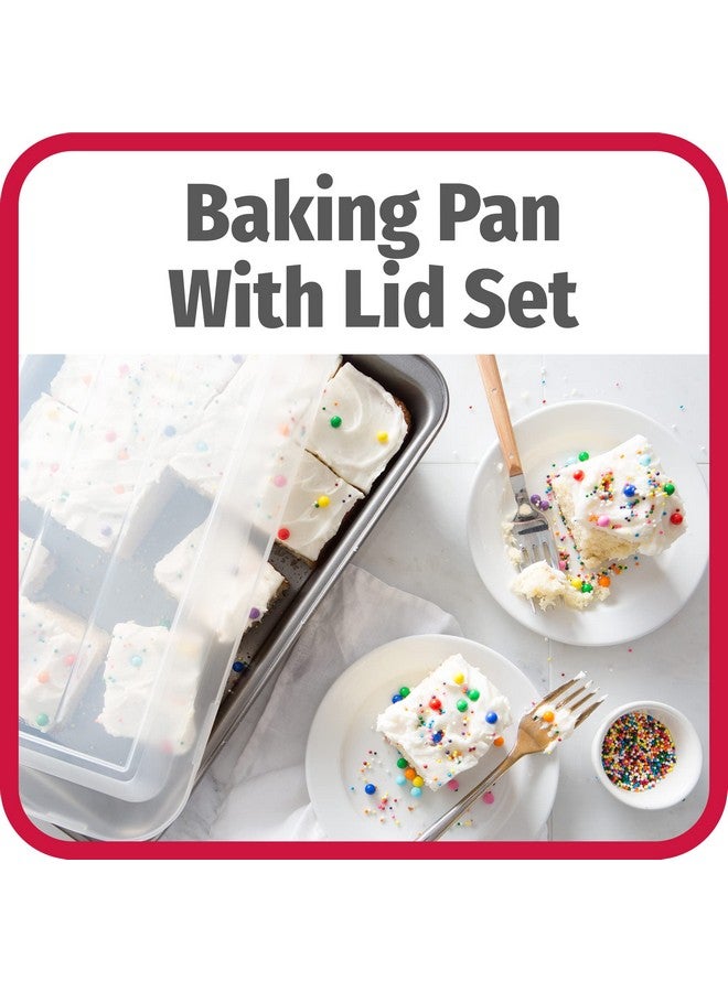 GoodCook Set of 2 Nonstick Steel 13" x 9" Cake Baking Pans with Covers, Gray - Image 2