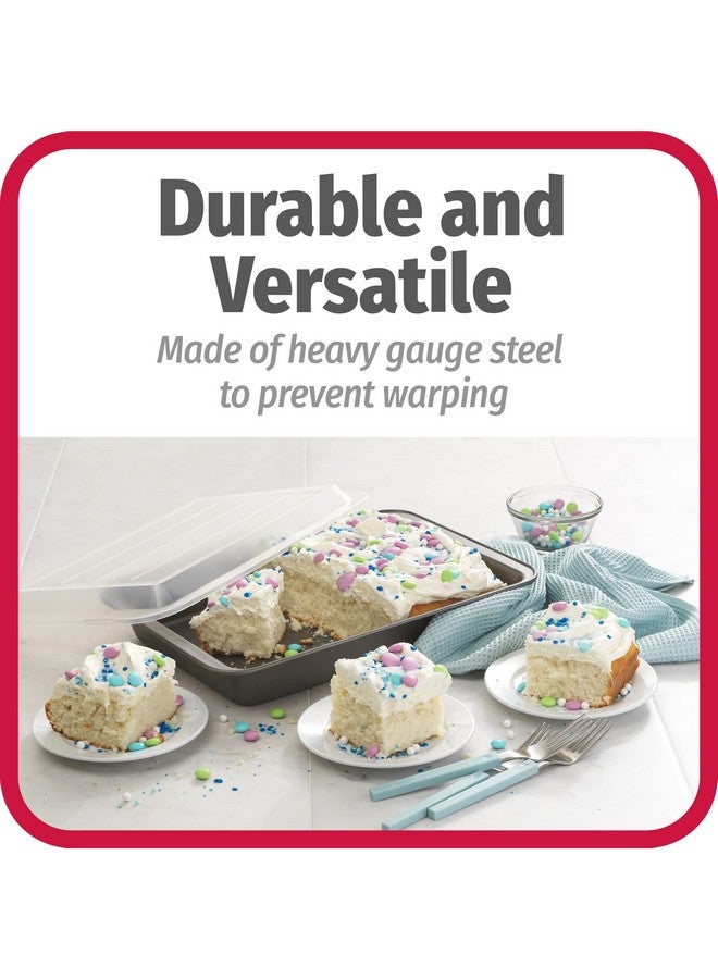 GoodCook Set of 2 Nonstick Steel 13" x 9" Cake Baking Pans with Covers, Gray - Image 4