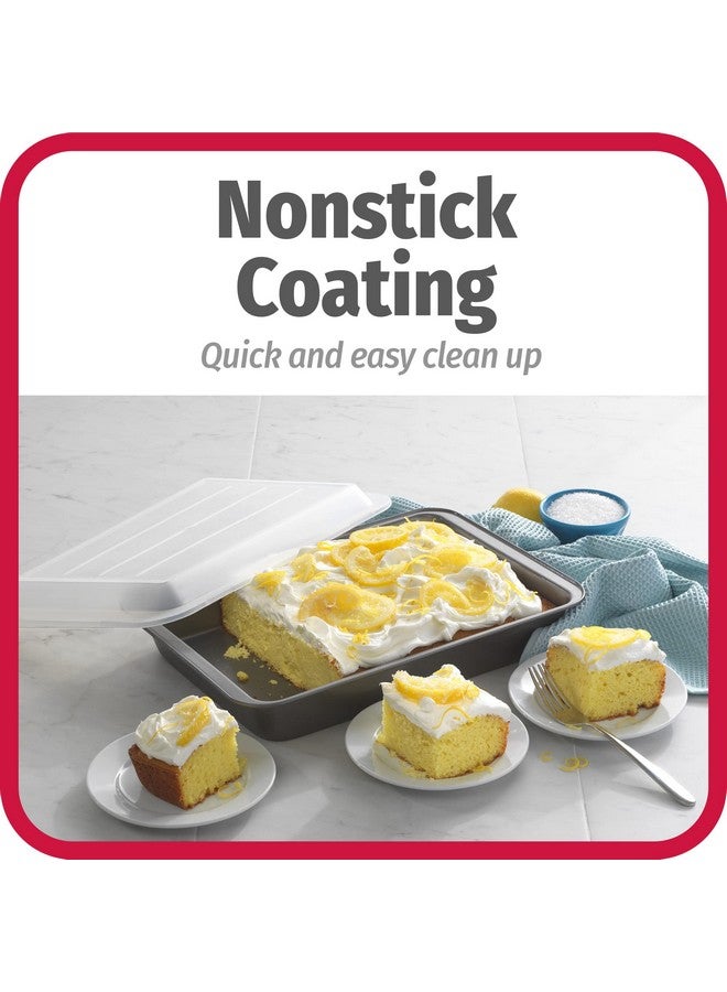 GoodCook Set of 2 Nonstick Steel 13" x 9" Cake Baking Pans with Covers, Gray - Image 3