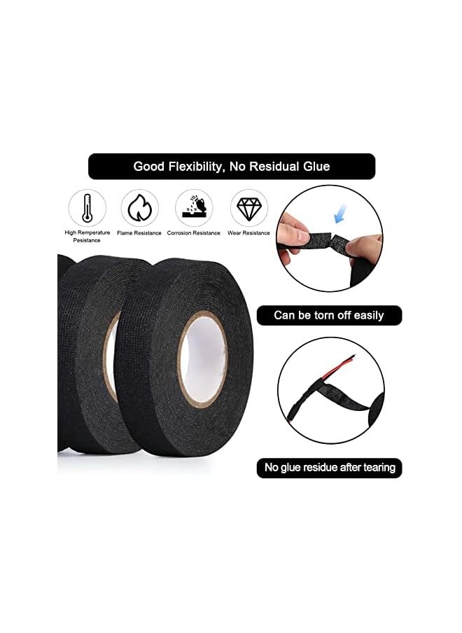 PROMASS - promass Automotive Harness Tape, 6 Rolls Wires Fabric Tapes High Temperature Resistance Harness Fabric Tape Electrical Insulation Fastening Tape 0.74 Inch x 49 Feet, Black… - Image 1