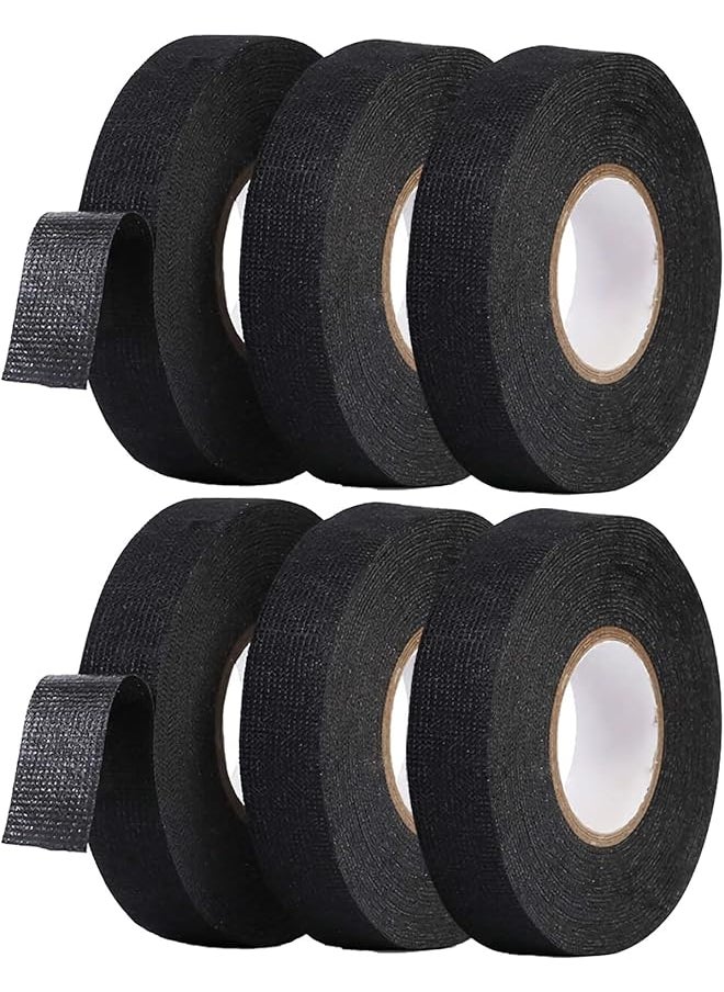 PROMASS - promass Automotive Harness Tape, 6 Rolls Wires Fabric Tapes High Temperature Resistance Harness Fabric Tape Electrical Insulation Fastening Tape 0.74 Inch x 49 Feet, Black… - Image 1