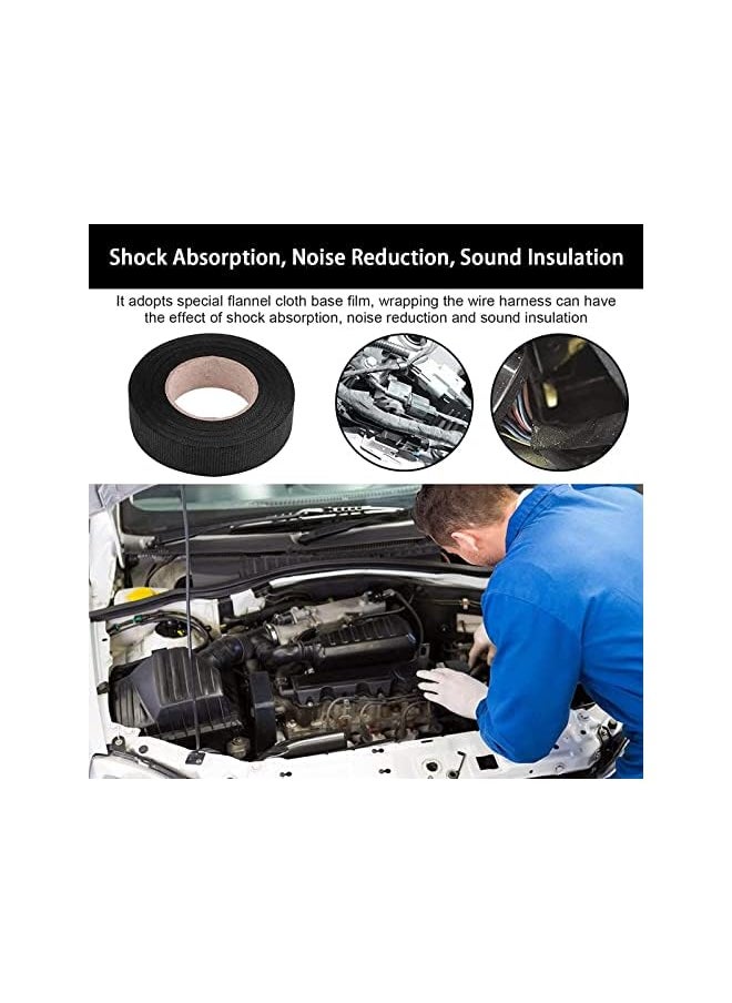 PROMASS - promass Automotive Harness Tape, 6 Rolls Wires Fabric Tapes High Temperature Resistance Harness Fabric Tape Electrical Insulation Fastening Tape 0.74 Inch x 49 Feet, Black… - Image 1