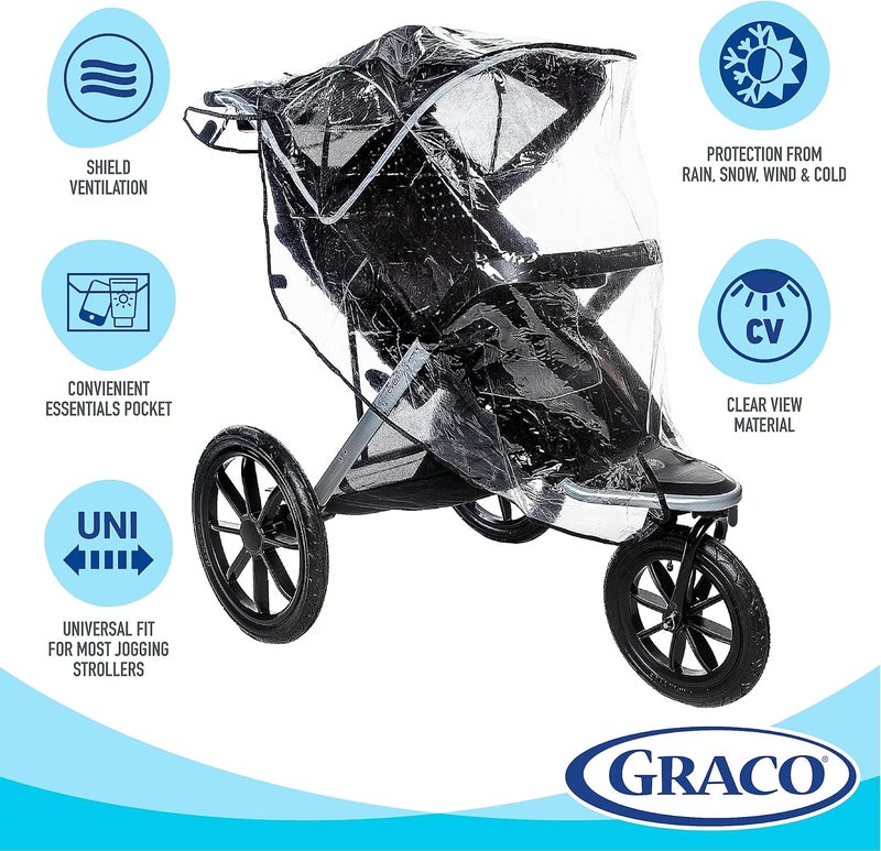 Graco Universal Rain Cover for Baby Jogging Strollers - Waterproof and Windproof Weather Shield - Image 2