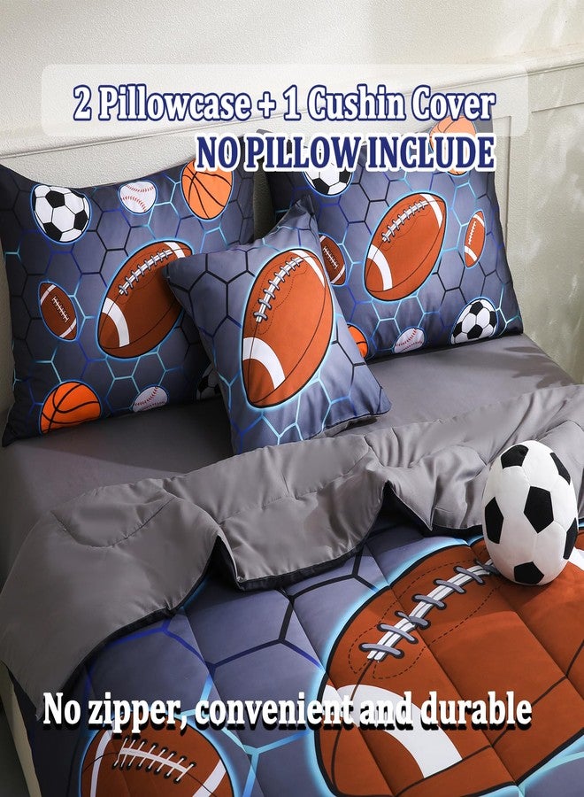 Tasselily 6 Pcs Bed in A Bag Twin Size Comforter Sets for Boys,Sports Bedding Sets,Baseball Soccer Basketball Football Comforter Sets with Sheets for Kids Teens - Image 4