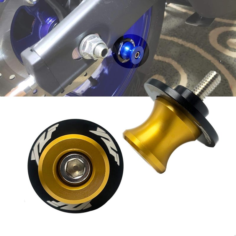 YIMOTO 6MM M6x1.5 Motorcycle Swing arm Sliders Spools CNC Swing Arm Stand Screws 2PCS for Yamaha YZF R1 R3 R6 R25 R125 R6S 600R 750R (Gold) - Image 1