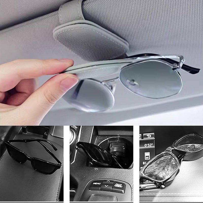 Sipery Sunglass Holder for Car Visor, Magnetic Leather Glasses Eyeglass Clip Hanger Clip for Car Truck, Ticket Card Clip for Any Eyeglasses, Gray, 2Pack - Image 5