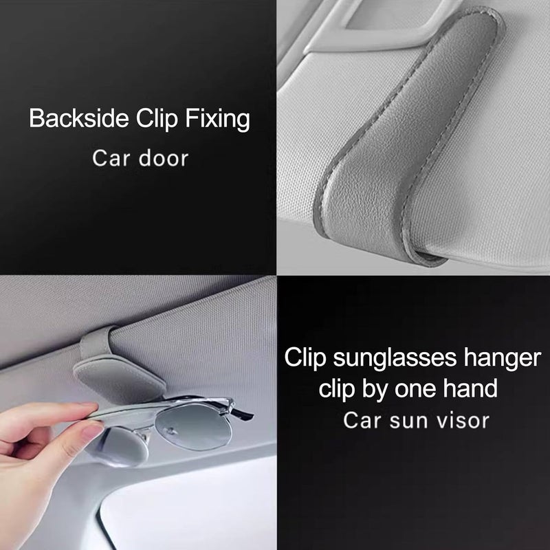 Sipery Sunglass Holder for Car Visor, Magnetic Leather Glasses Eyeglass Clip Hanger Clip for Car Truck, Ticket Card Clip for Any Eyeglasses, Gray, 2Pack - Image 4