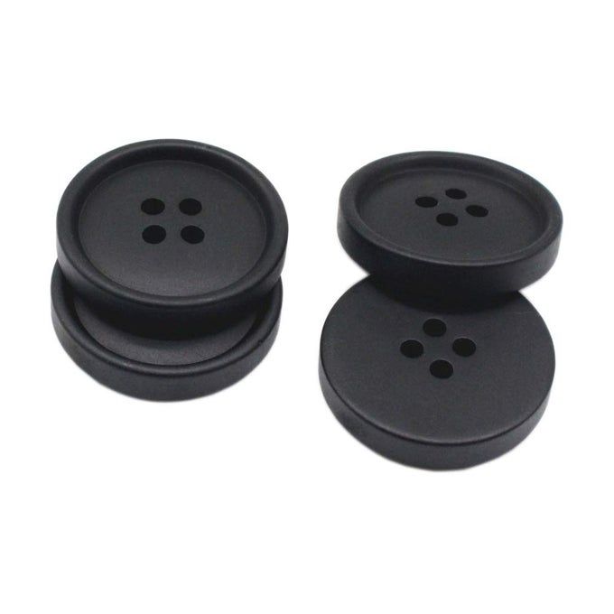 50PCS 1 INCH 25MM LARGE BLACK BUTTONS RESIN BUTTONS FOR DIY SEWING TAILOR CRAFTS COATS CLOTHES 25MM