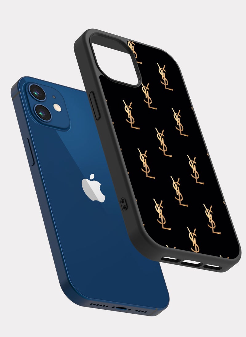 بكسلات كفر ايفون 12 إيف سان لوران ذهبي اسود - Image 2