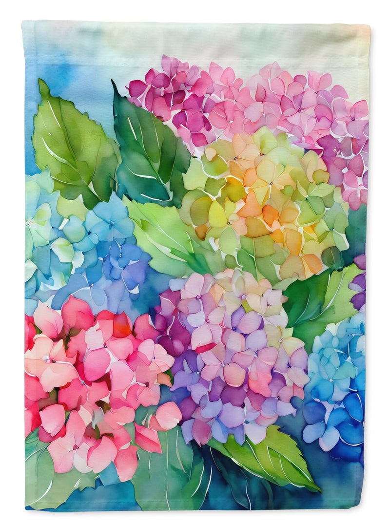 Caroline's Treasures Hydrangeas in Watercolor Garden Flag Mailbox Flag Decorative Yard Flag Banner Outside Patio Artwork Yard Flower Beds, Garden Size, Multicolor - Image 1
